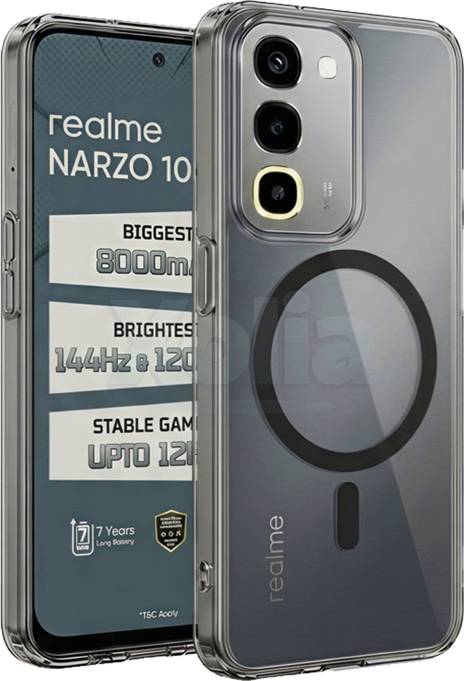 Xolia Anti Yellow Back Cover for realme NARZO 100x 5G (Black, Shock Proof, Polycarbonate, Pack of: 1) — image 1 of 1