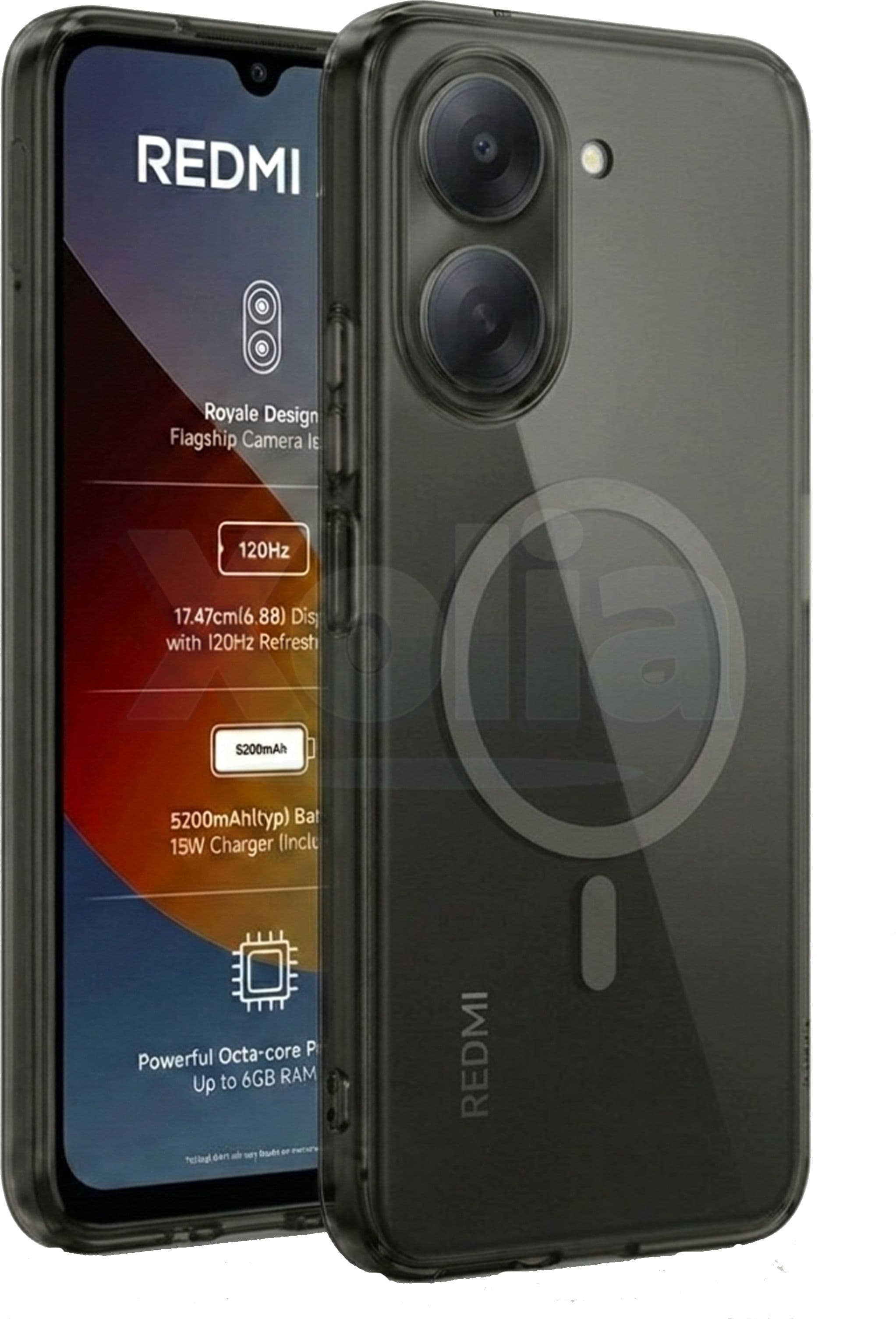 Xolia Anti Yellow Back Cover for Redmi A7 5G (Black, Shock Proof, Polycarbonate, Pack of: 1) — image 1 of 1