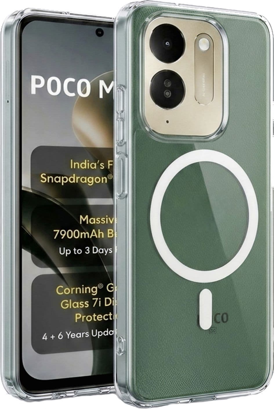 Xolia Anti Yellow Back Cover for POCO M8x 5G (Transparent, Shock Proof, Polycarbonate, Pack of: 1) — image 1 of 1
