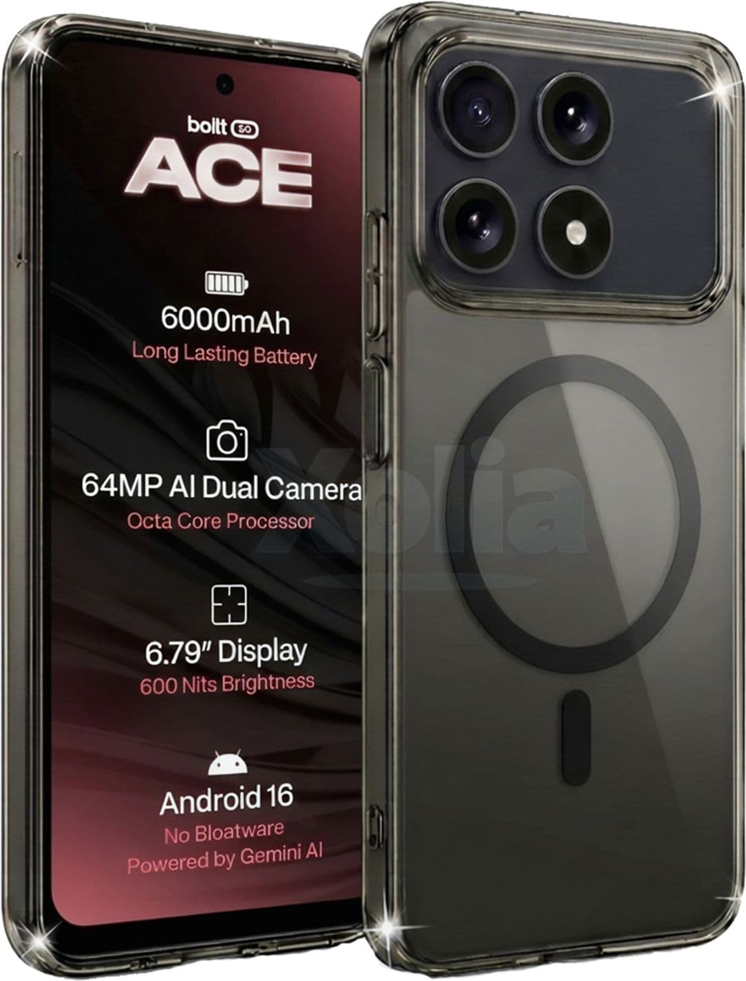 Xolia Anti Yellow Back Cover for boltt ACE 5G (Black, Shock Proof, Polycarbonate, Pack of: 1) — image 1 of 1