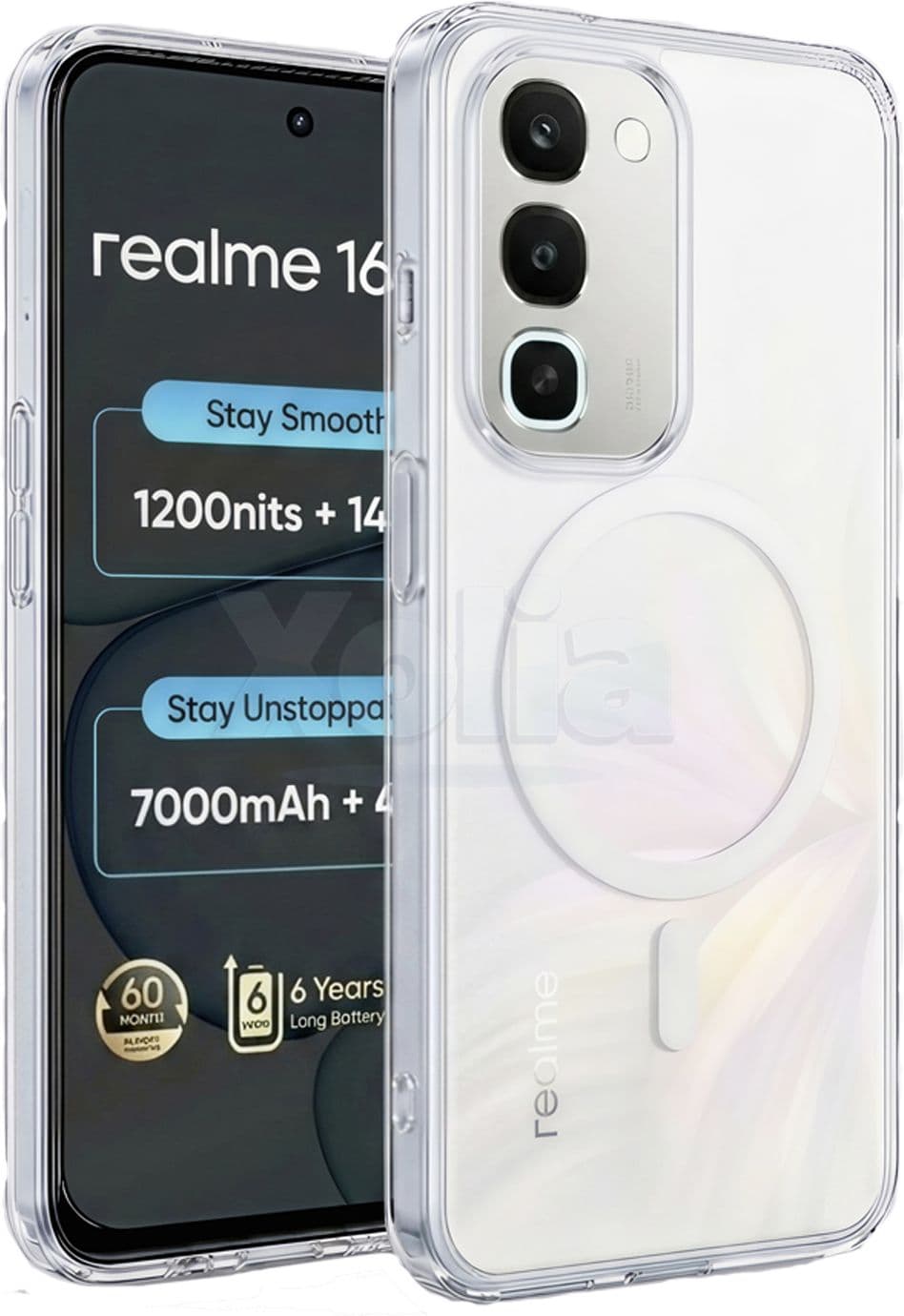 Xolia Anti Yellow Back Cover for realme 16x 5G (Transparent, Shock Proof, Polycarbonate, Pack of: 1) — image 1 of 1