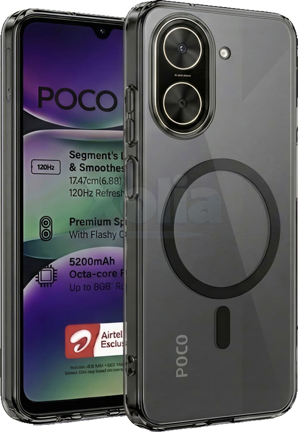 Xolia Anti Yellow Back Cover for POCO C71 (Black, Shock Proof, Polycarbonate, Pack of: 1) — image 1 of 1