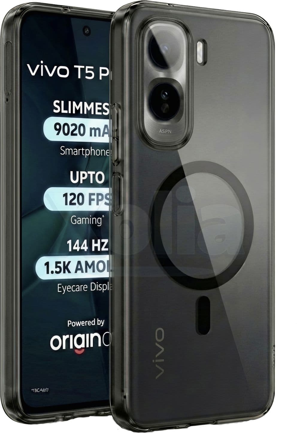Xolia Anti Yellow Back Cover for Vivo T5 Pro 5G (Black, Shock Proof, Polycarbonate, Pack of: 1) — image 1 of 1