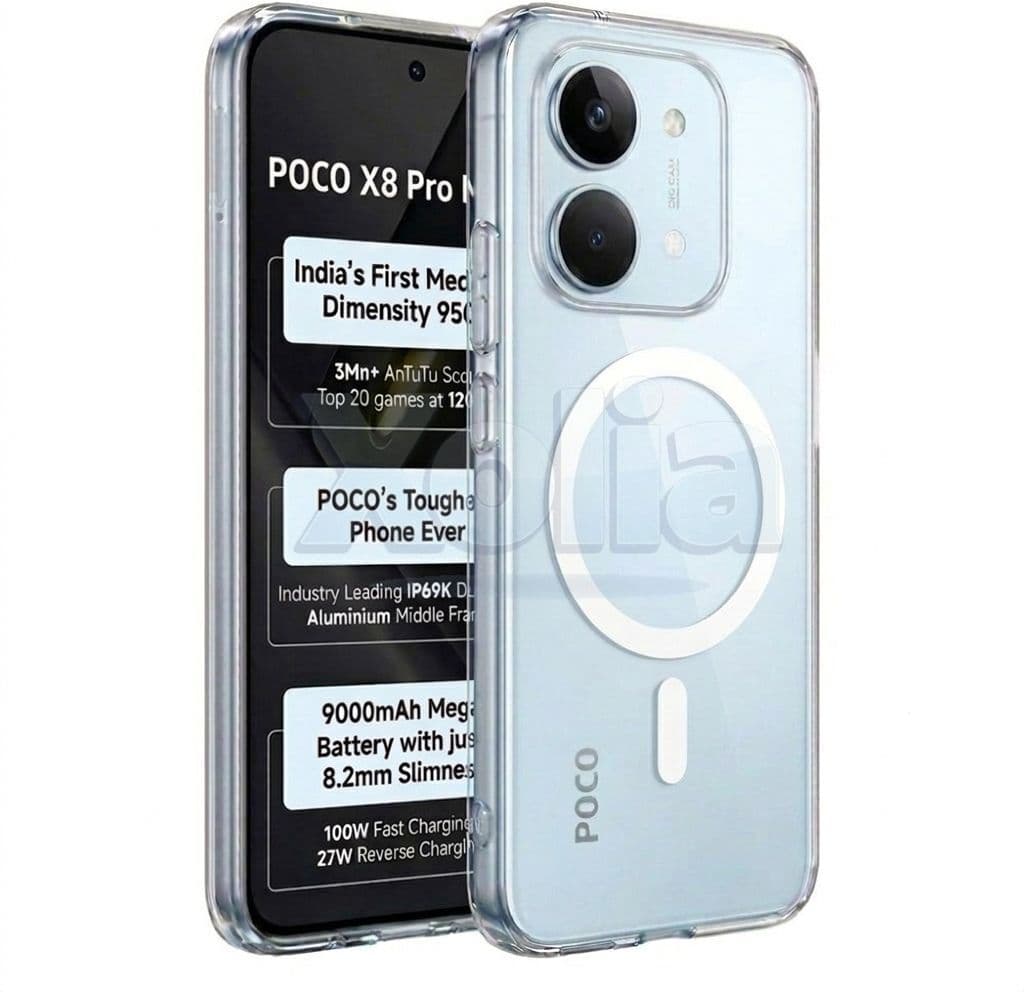 Xolia Anti Yellow Back Cover for Poco X8 Pro Max 5G (Transparent, Shock Proof, Polycarbonate, Pack of: 1)