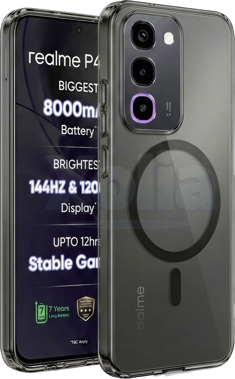 Xolia Anti Yellow Back Cover for Realme P4r 5G (Black, Shock Proof, Polycarbonate, Pack of: 1) — image 1 of 1