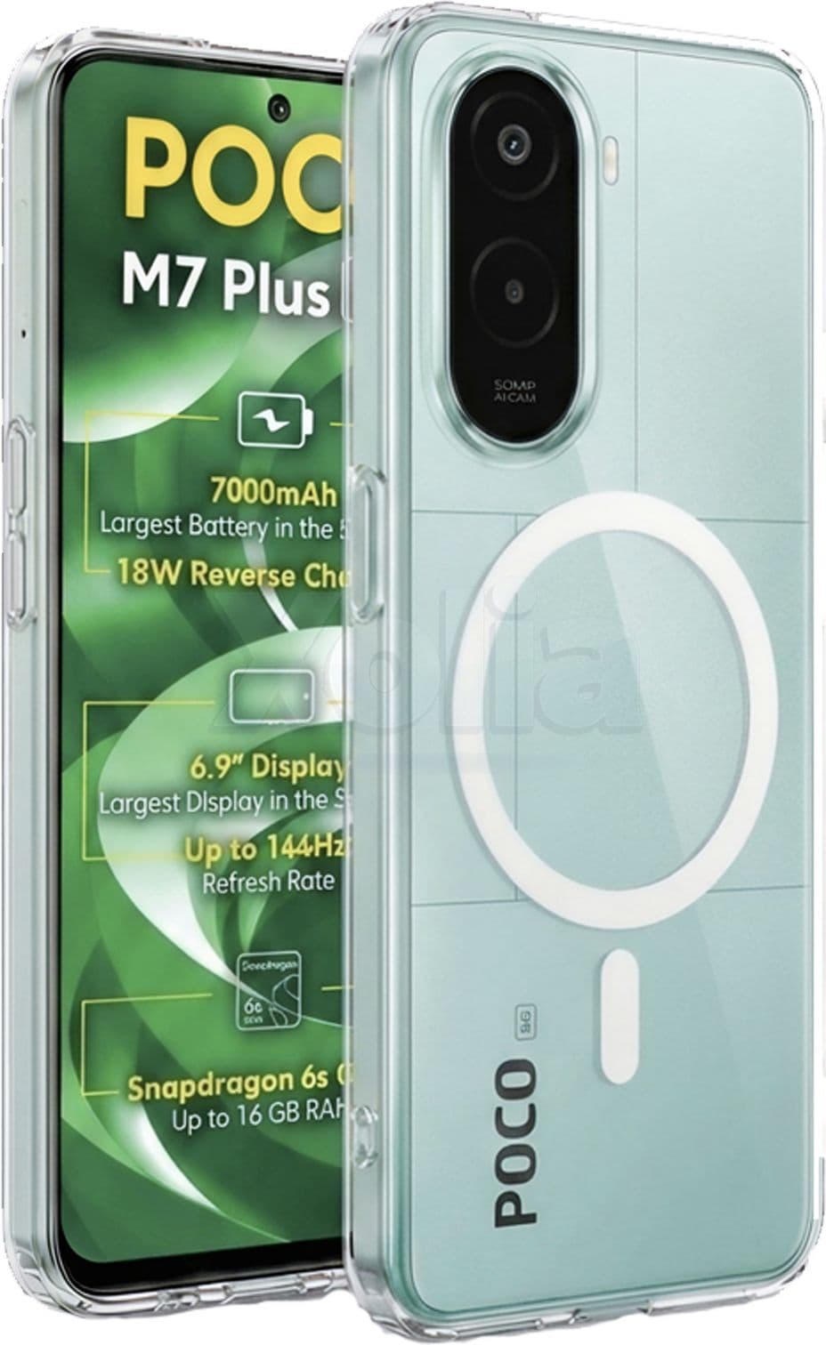 Xolia Anti Yellow Back Cover for Poco M7 Plus 5G (Transparent, Shock Proof, Polycarbonate, Pack of: 1) — image 1 of 1