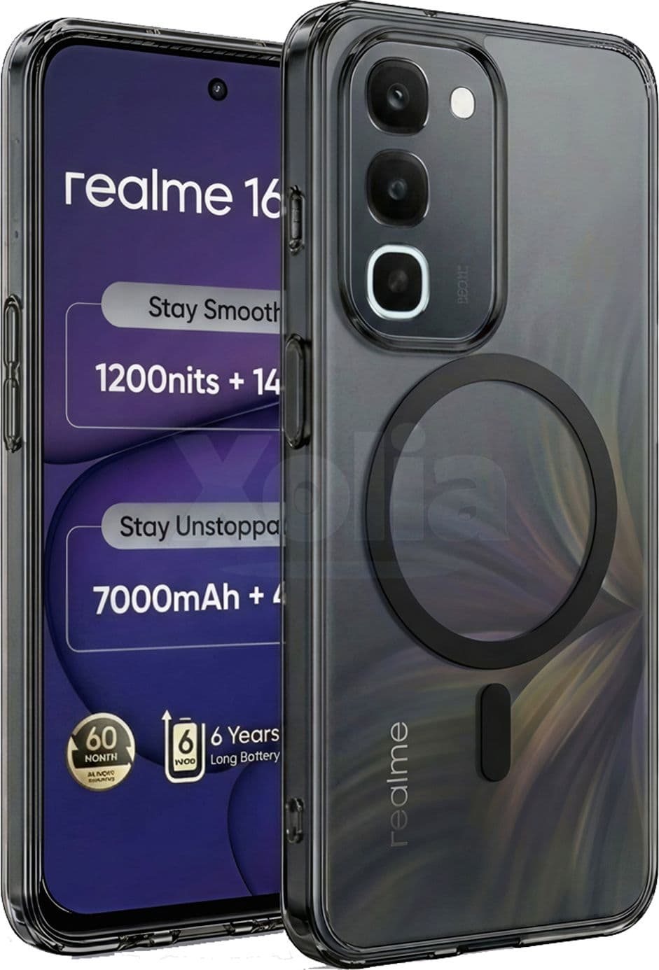 Xolia Anti Yellow Back Cover for realme 16x 5G (Black, Shock Proof, Polycarbonate, Pack of: 1) — image 1 of 1