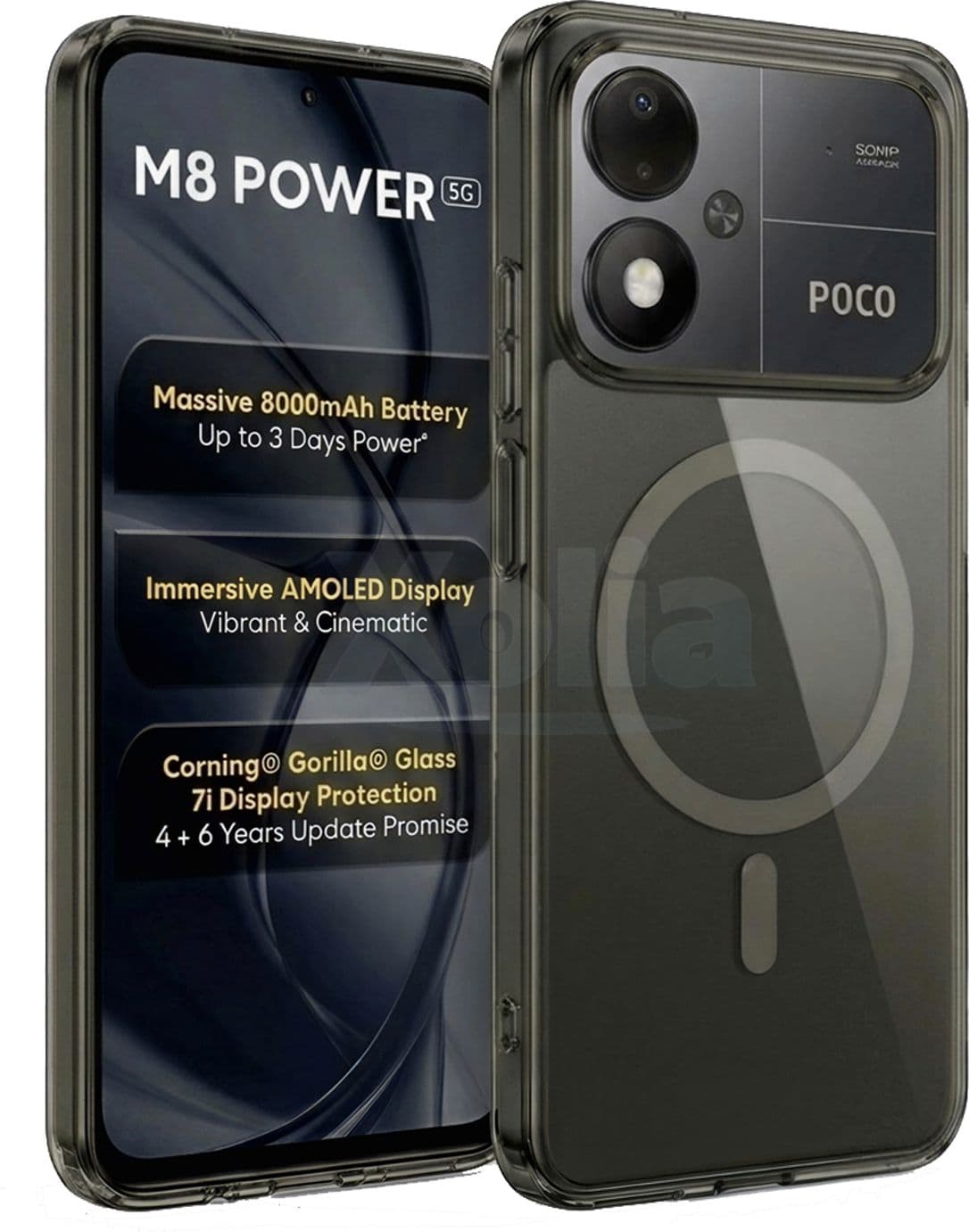 Xolia Anti Yellow Back Cover for POCO M8 Power 5G (Black, Shock Proof, Polycarbonate, Pack of: 1) — image 1 of 1