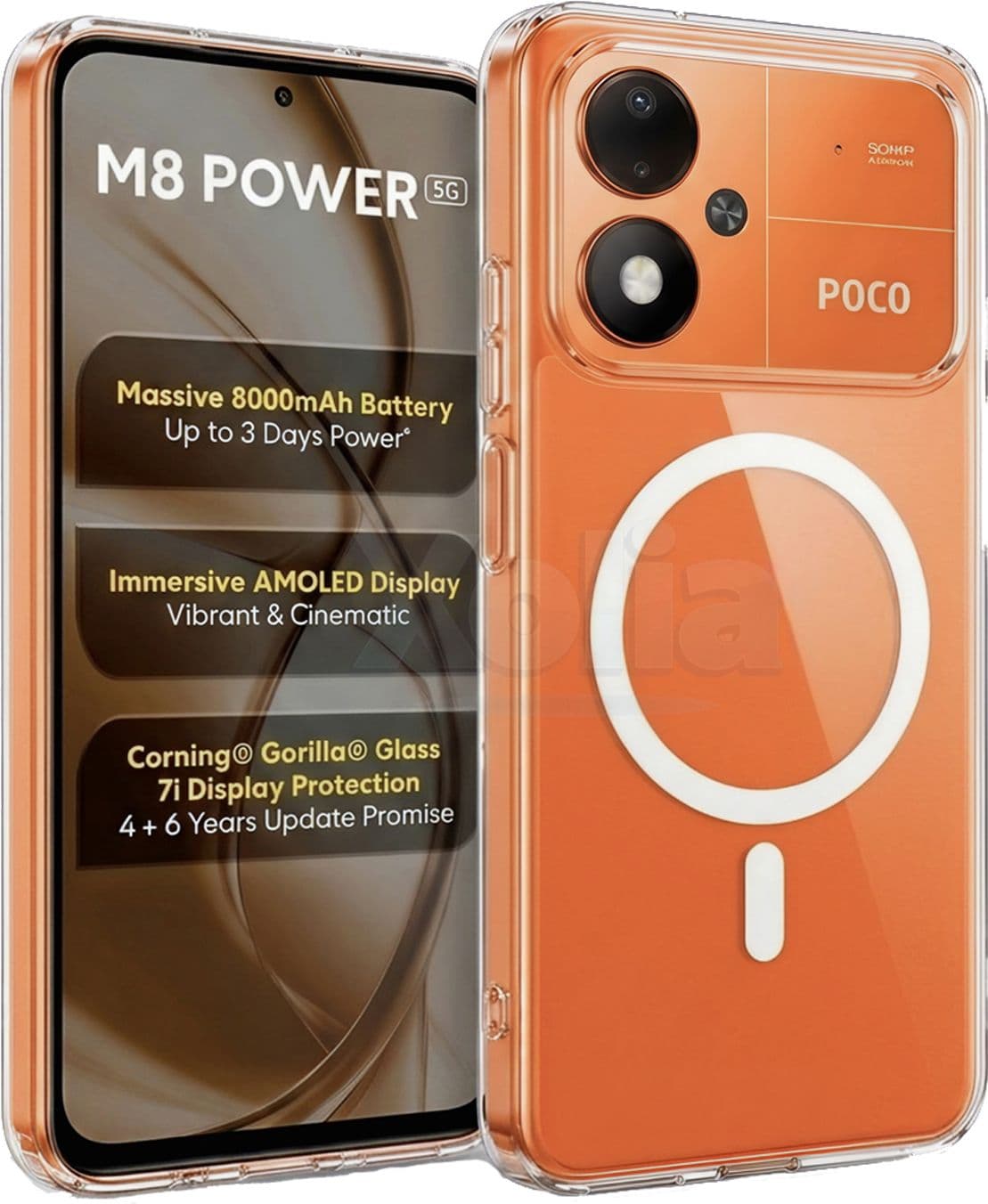 Xolia Anti Yellow Back Cover for POCO M8 Power 5G (Transparent, Shock Proof, Polycarbonate, Pack of: 1) — image 1 of 1