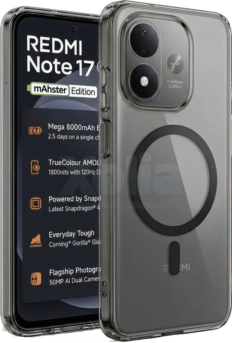 Xolia Anti Yellow Back Cover for Redmi Note 17 5G (Black, Shock Proof, Polycarbonate, Pack of: 1) — image 1 of 1