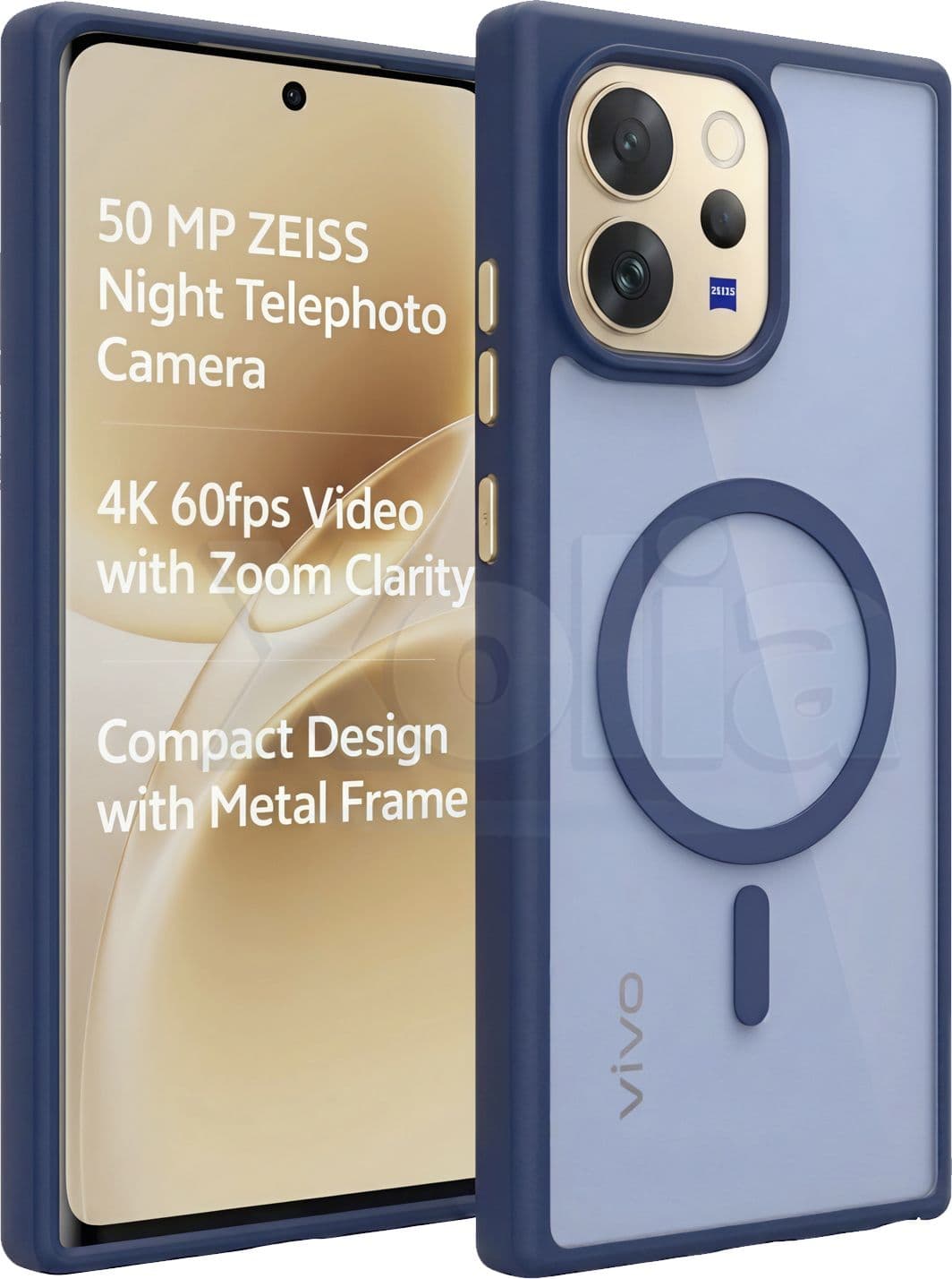 Xolia Back Cover for Vivo V70 5G (Blue, Shock Proof, Polycarbonate, Silicon, Pack of: 1)