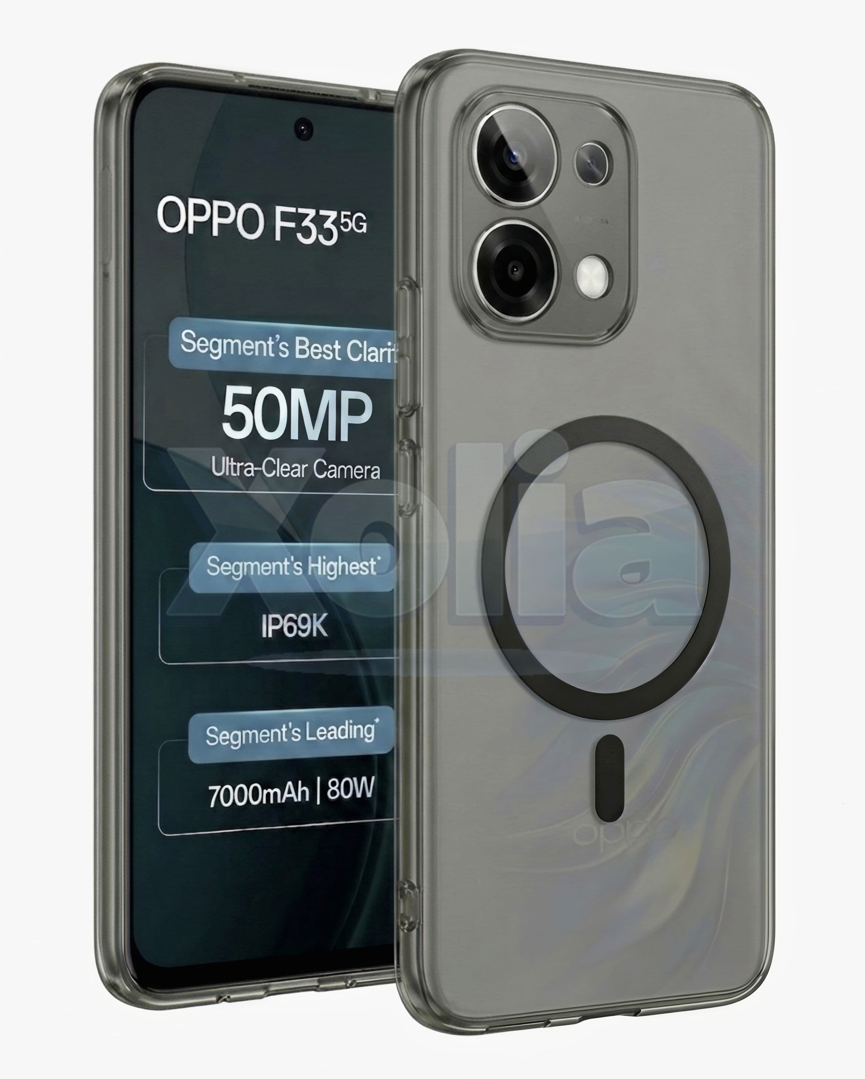 Xolia Anti Yellow Back Cover for Oppo F33 5G (Black, Shock Proof, Polycarbonate, Pack of: 1) — image 1 of 1
