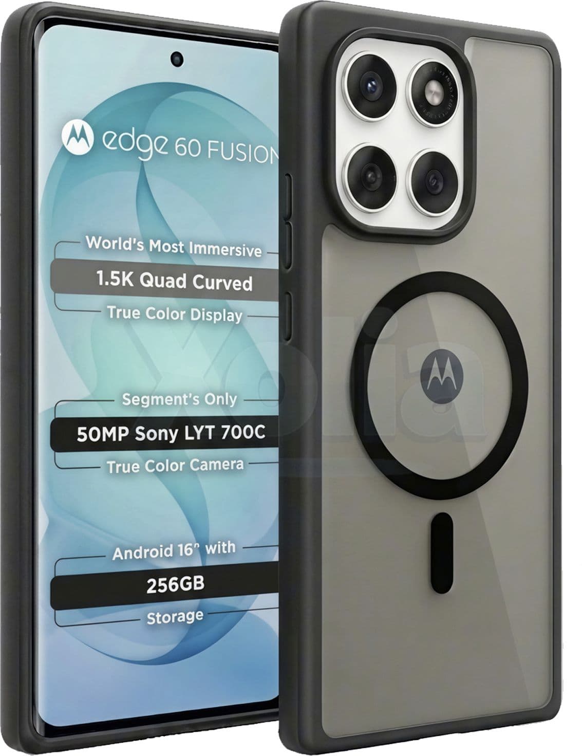 Xolia Back Cover for MOTOROLA Edge 60 Fusion 5G (Black, Shock Proof, Polycarbonate, Silicon, Pack of: 1)