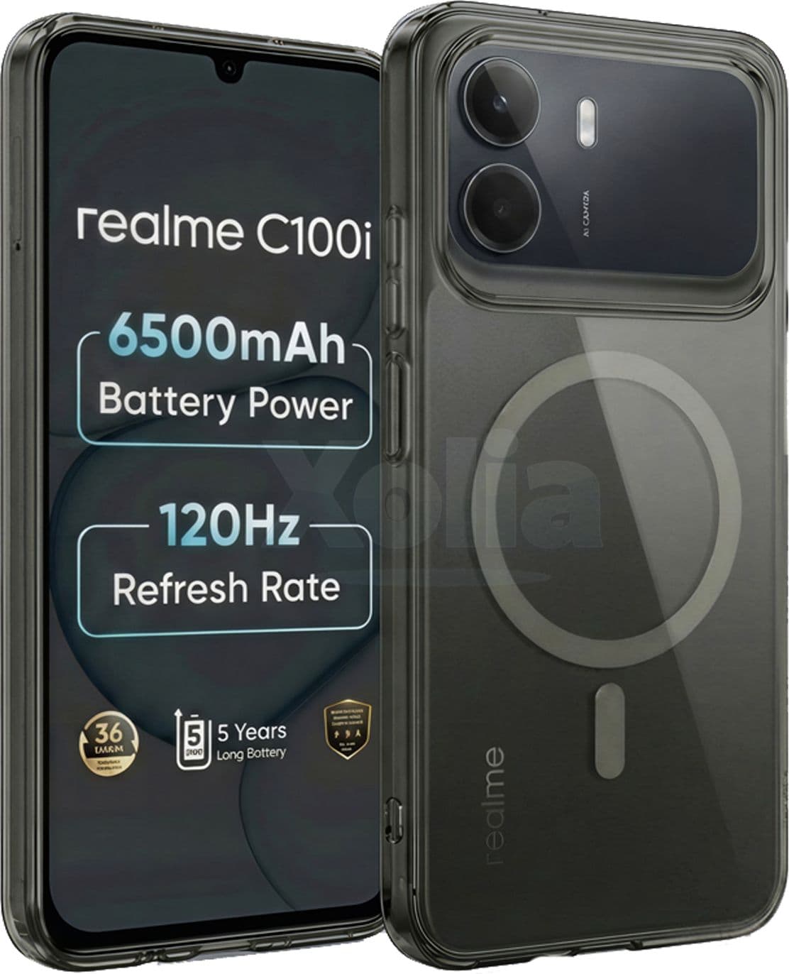 Xolia Anti Yellow Back Cover for Realme C100i (Black, Shock Proof, Polycarbonate, Pack of: 1) — image 1 of 1