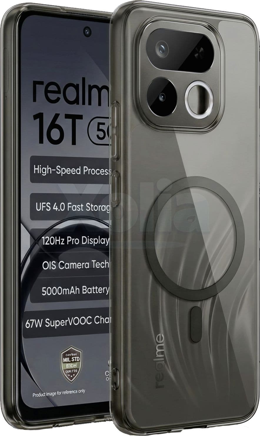 Xolia Anti Yellow Back Cover for Realme 16T 5G (Black, Shock Proof, Polycarbonate, Pack of: 1) — image 1 of 1