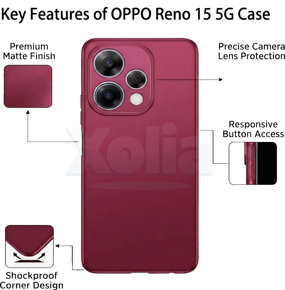 Xolia Back Cover for Oppo Reno 15 5G (Red, Polycarbonate, Pack of: 1) — image 3 of 5