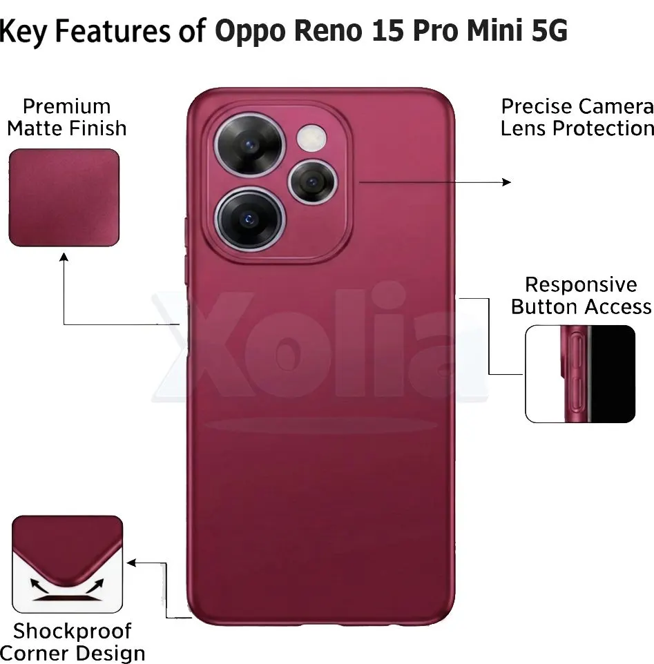 Xolia Back Cover for Oppo Reno 15 Pro Mini 5G (Red, Polycarbonate, Pack of: 1) — image 3 of 5
