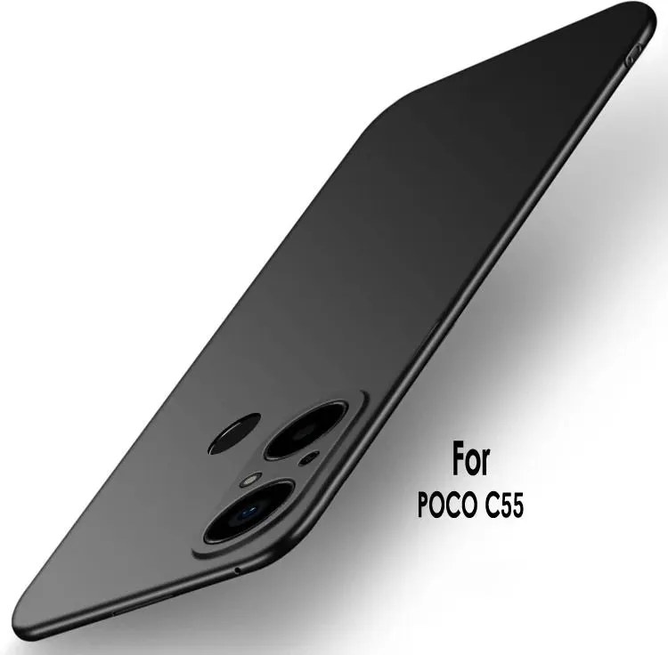 Micvir Back Cover for POCO C55 (Black, Hard Case, Pack of: 1)