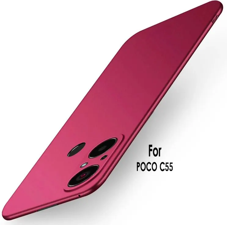 Micvir Back Cover for POCO C55 (Red, Hard Case, Pack of: 1)