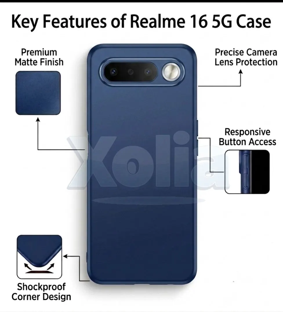 Xolia Back Cover for Realme 16 5G (Blue, Polycarbonate, Pack of: 1) — image 3 of 5
