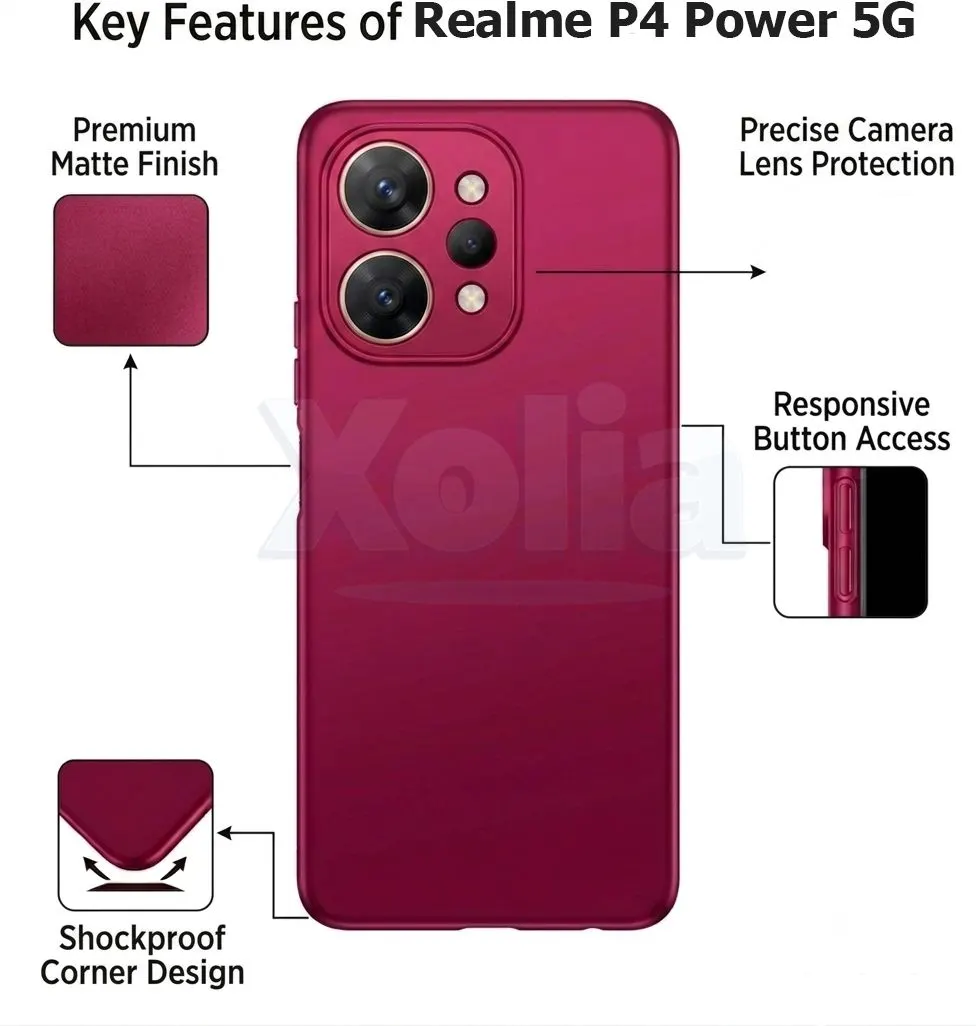 Xolia Back Cover for Realme P4 Power 5G (Red, Polycarbonate, Pack of: 1) — image 3 of 5