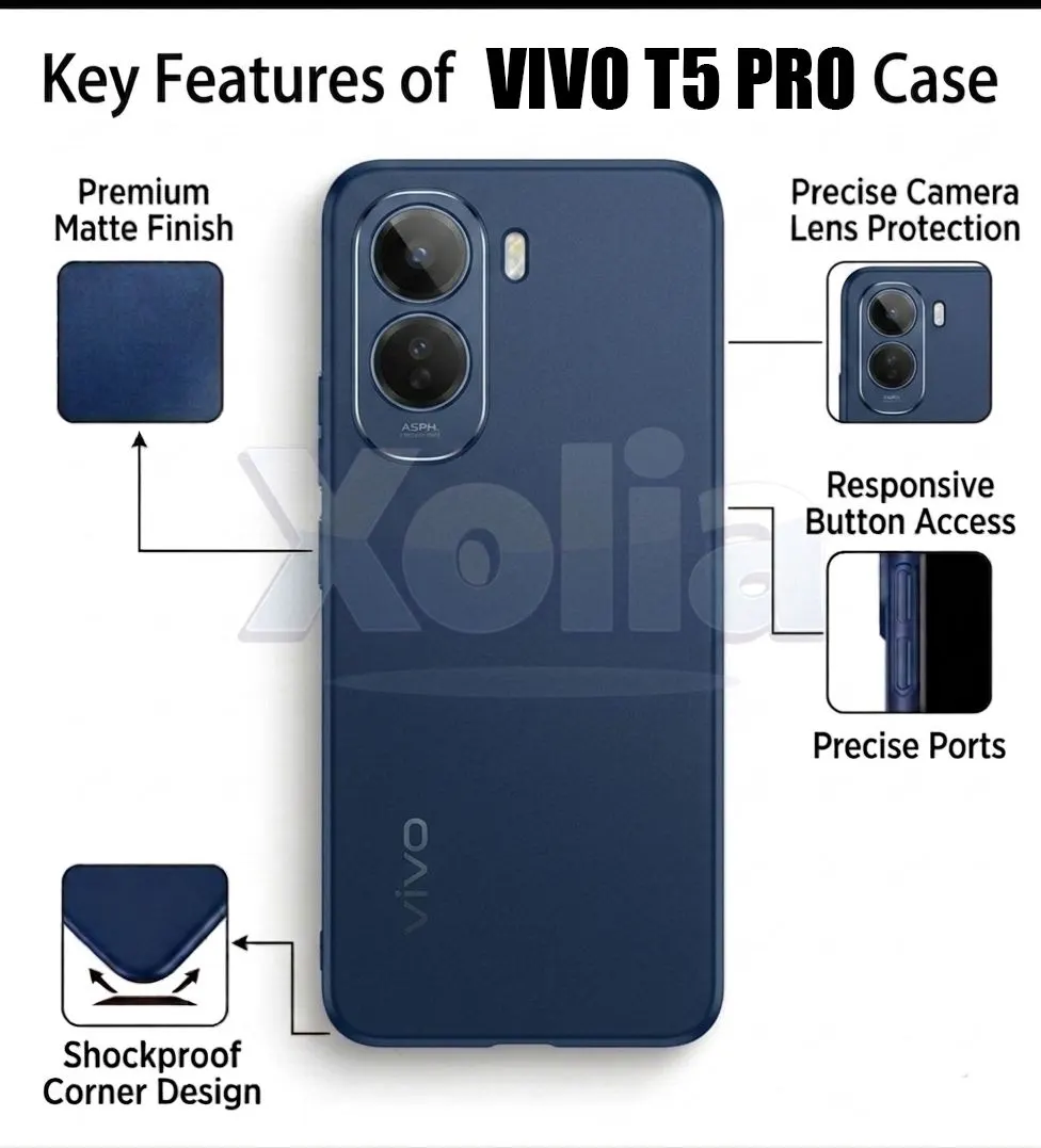 Xolia Back Cover for Vivo T5 Pro 5G (Blue, Polycarbonate, Pack of: 1) — image 3 of 5