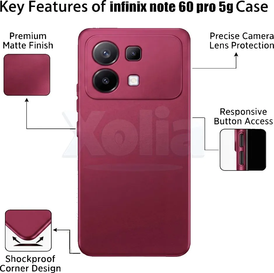 Xolia Back Cover for Infinix Note 60 Pro 5G (Red, Polycarbonate, Pack of: 1) — image 2 of 4