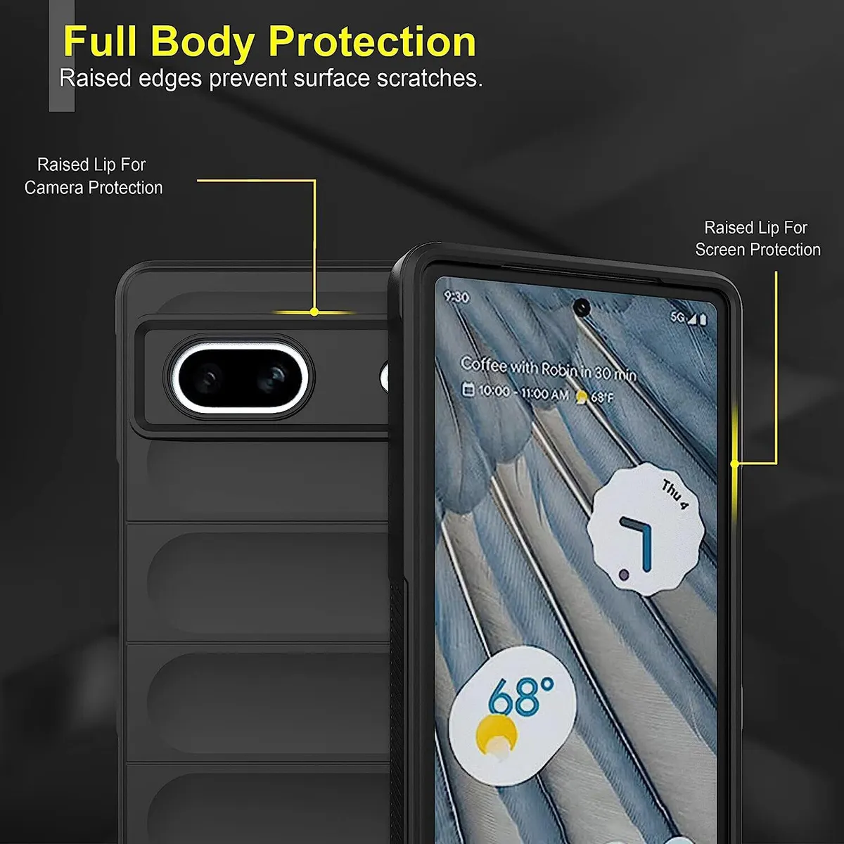 Micvir Back Cover for Google Pixel 7A (Black, 3D Case, Silicon, Pack of: 1) — image 2 of 5
