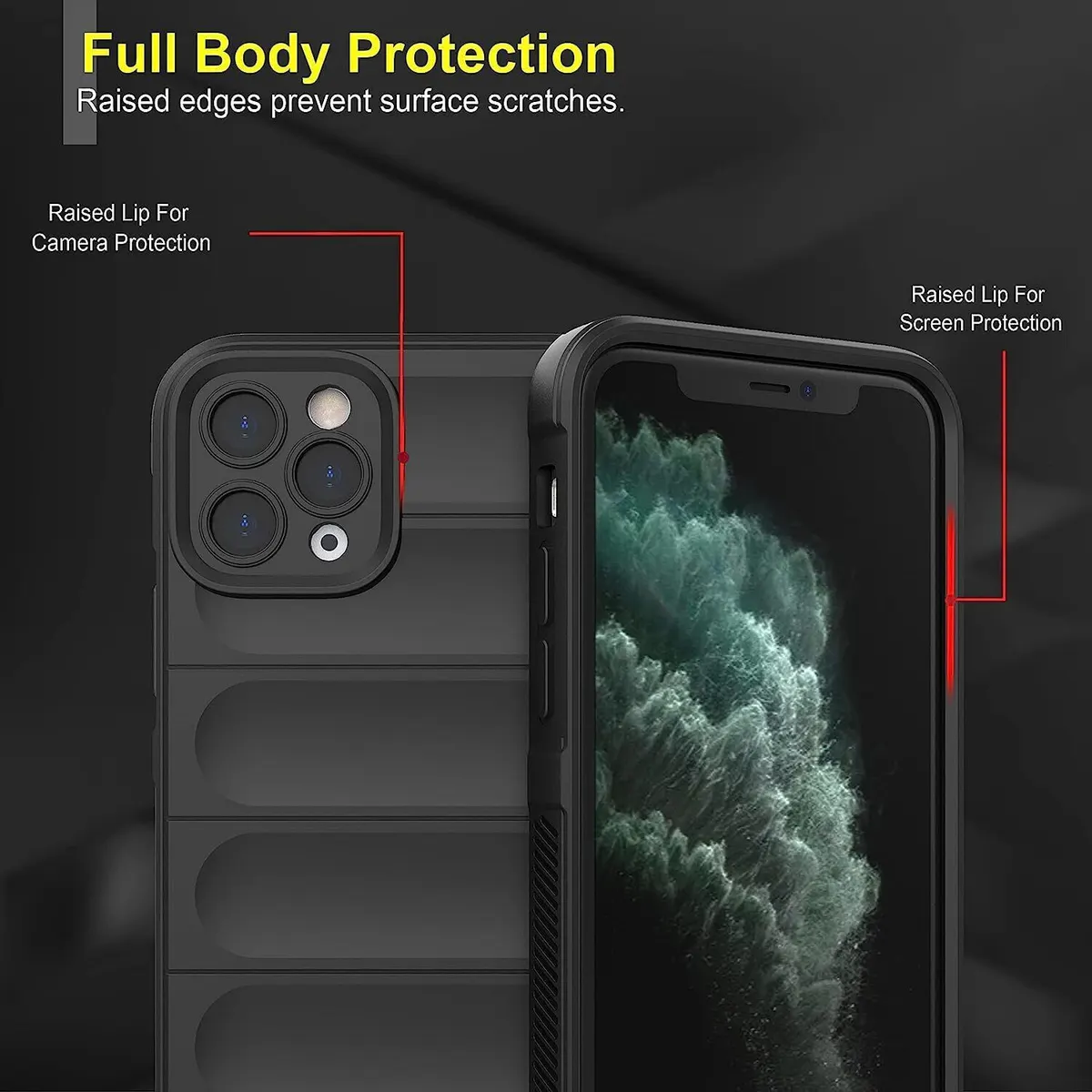 Micvir Back Cover for Apple iPhone 11 Pro (Black, 3D Case, Silicon, Pack of: 1) — image 2 of 5