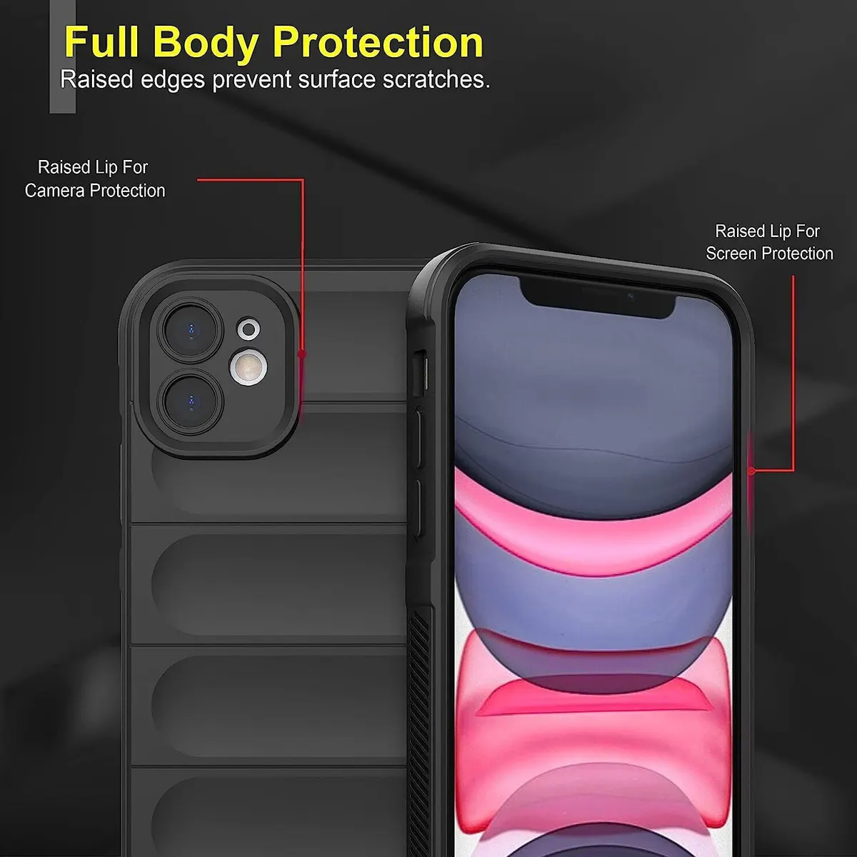 Micvir Back Cover for Apple iPhone 11 (Black, 3D Case, Silicon, Pack of: 1) — image 2 of 5