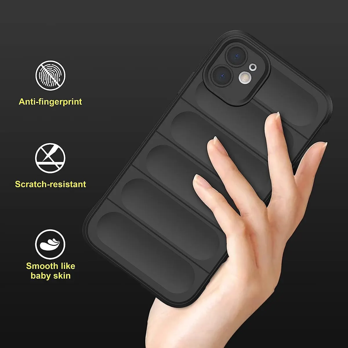 Micvir Back Cover for Apple iPhone 11 (Black, 3D Case, Silicon, Pack of: 1) — image 3 of 5