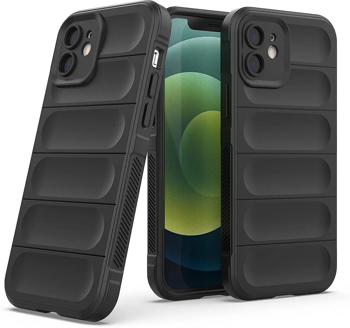 Micvir Back Cover for Apple iPhone 12 (Black, 3D Case, Silicon, Pack of: 1) — image 1 of 5