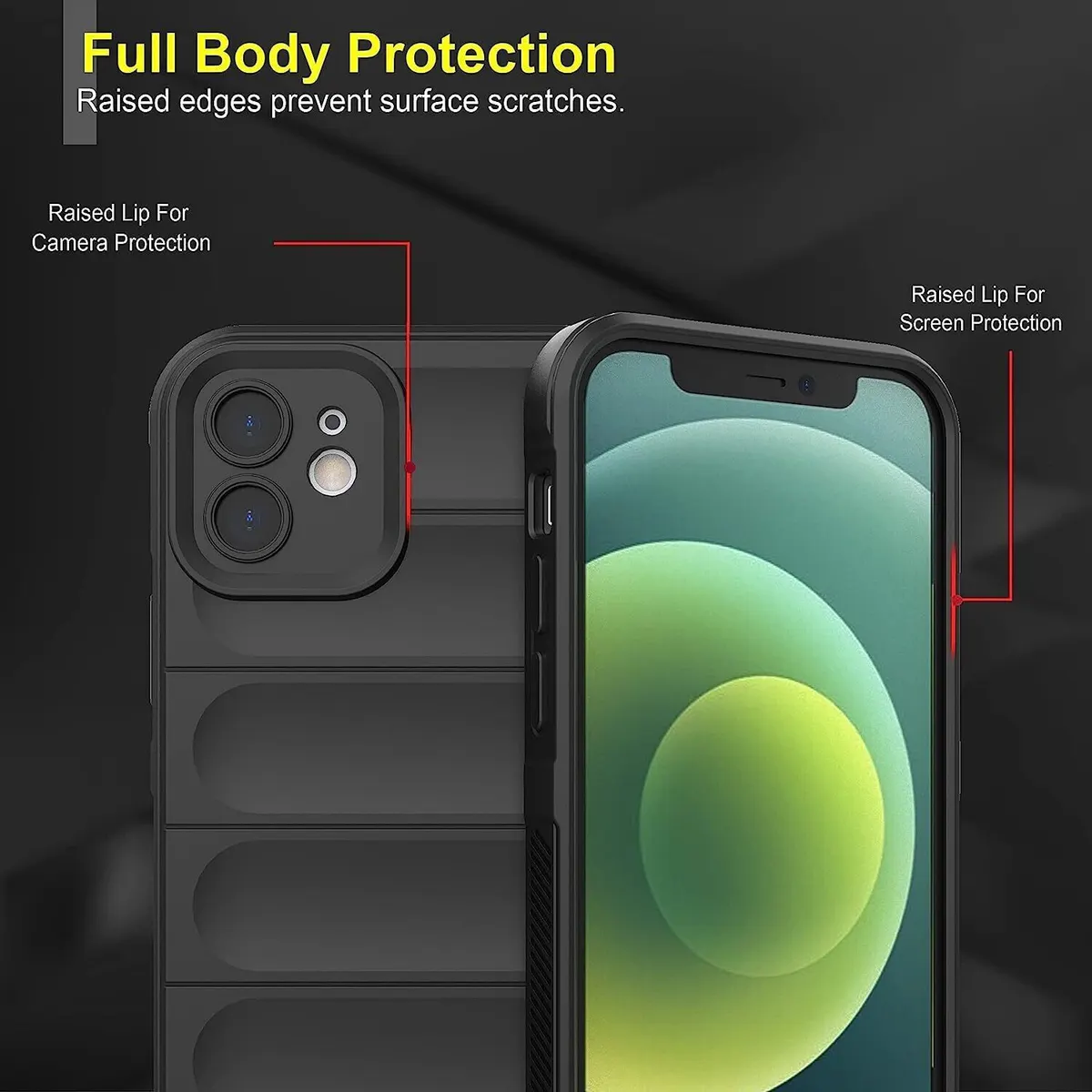 Micvir Back Cover for Apple iPhone 12 (Black, 3D Case, Silicon, Pack of: 1) — image 2 of 5