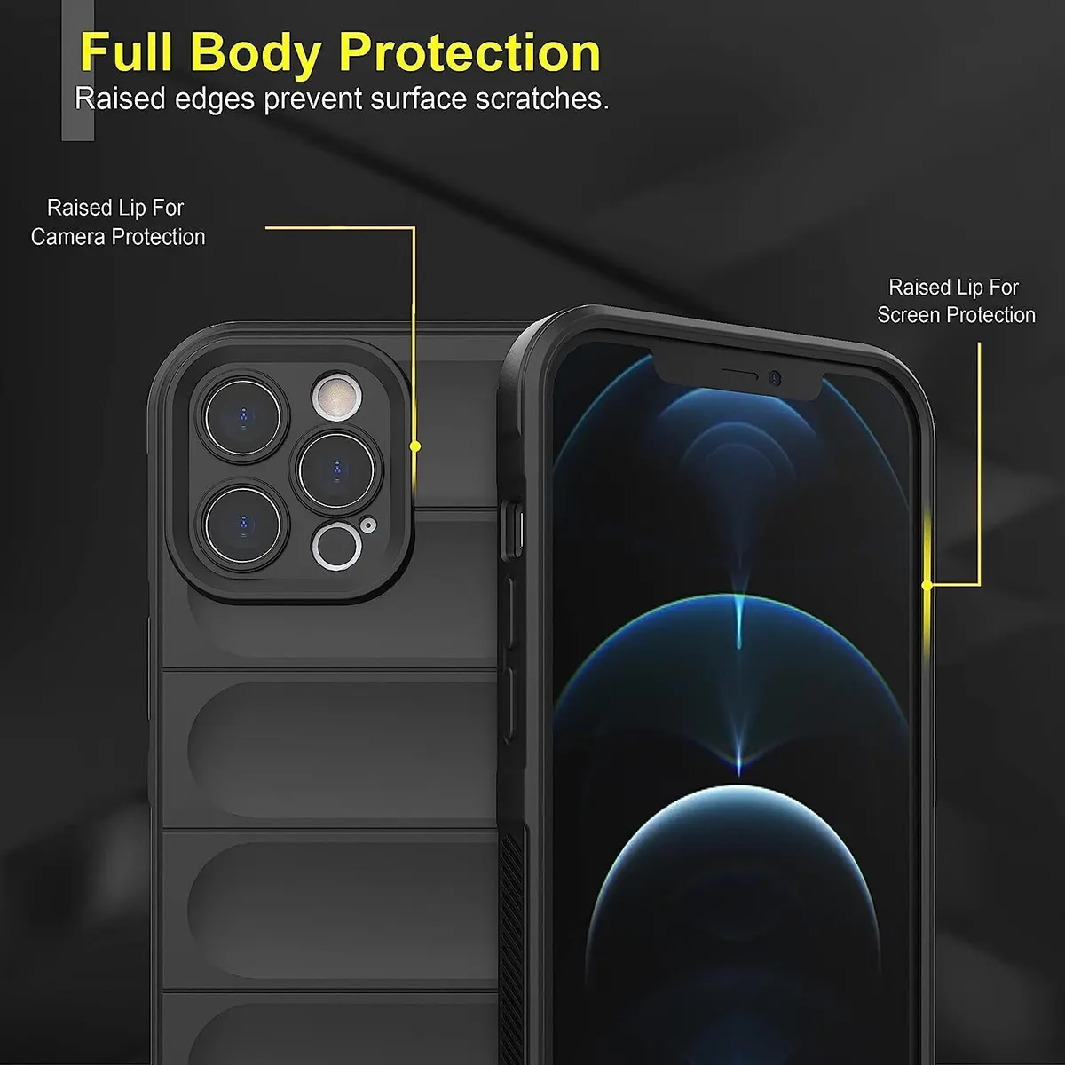 Micvir Back Cover for Apple iPhone 13 Pro (Black, 3D Case, Silicon, Pack of: 1) — image 2 of 5