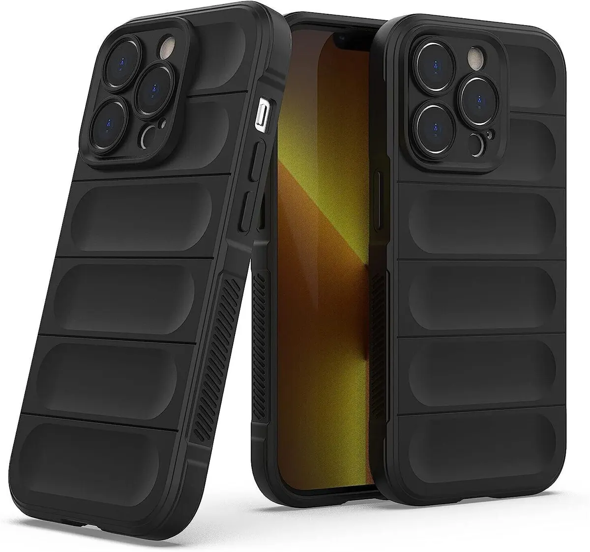 Micvir Back Cover for Apple iPhone 14 Pro (Black, 3D Case, Silicon, Pack of: 1)
