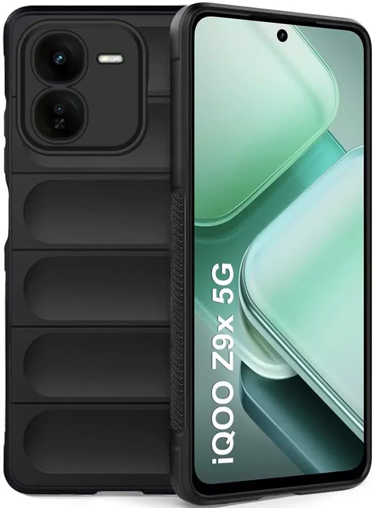 Micvir Back Cover for iQOO Z9X 5G (Black, 3D Case, Silicon, Pack of: 1)