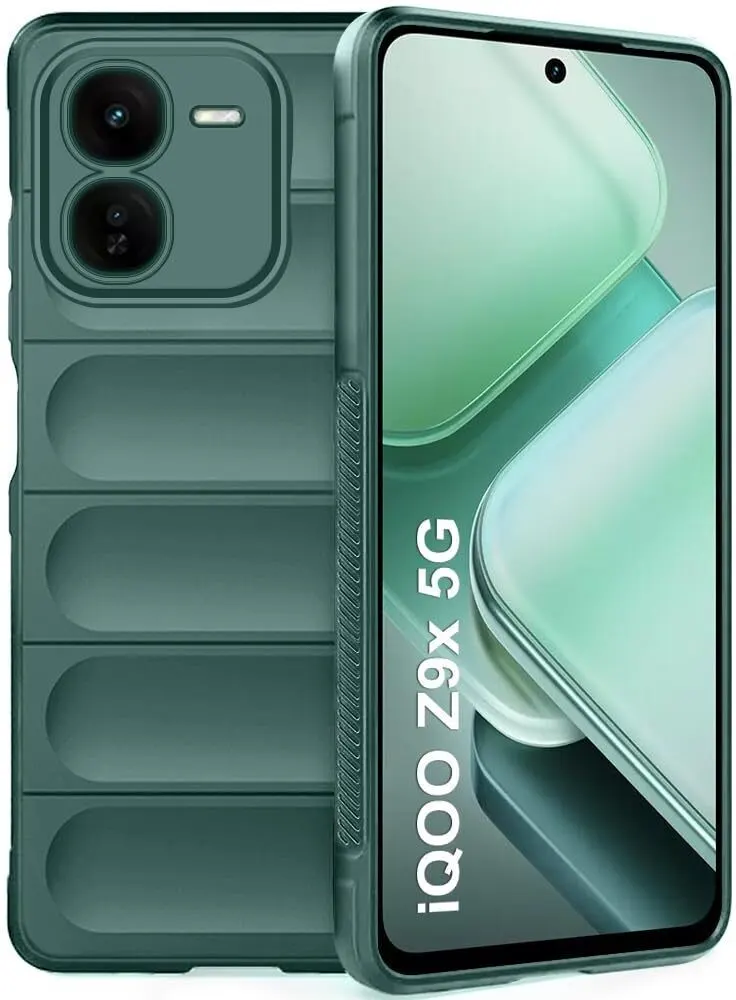 Micvir Back Cover for iQOO Z9X 5G (Green, 3D Case, Silicon, Pack of: 1)
