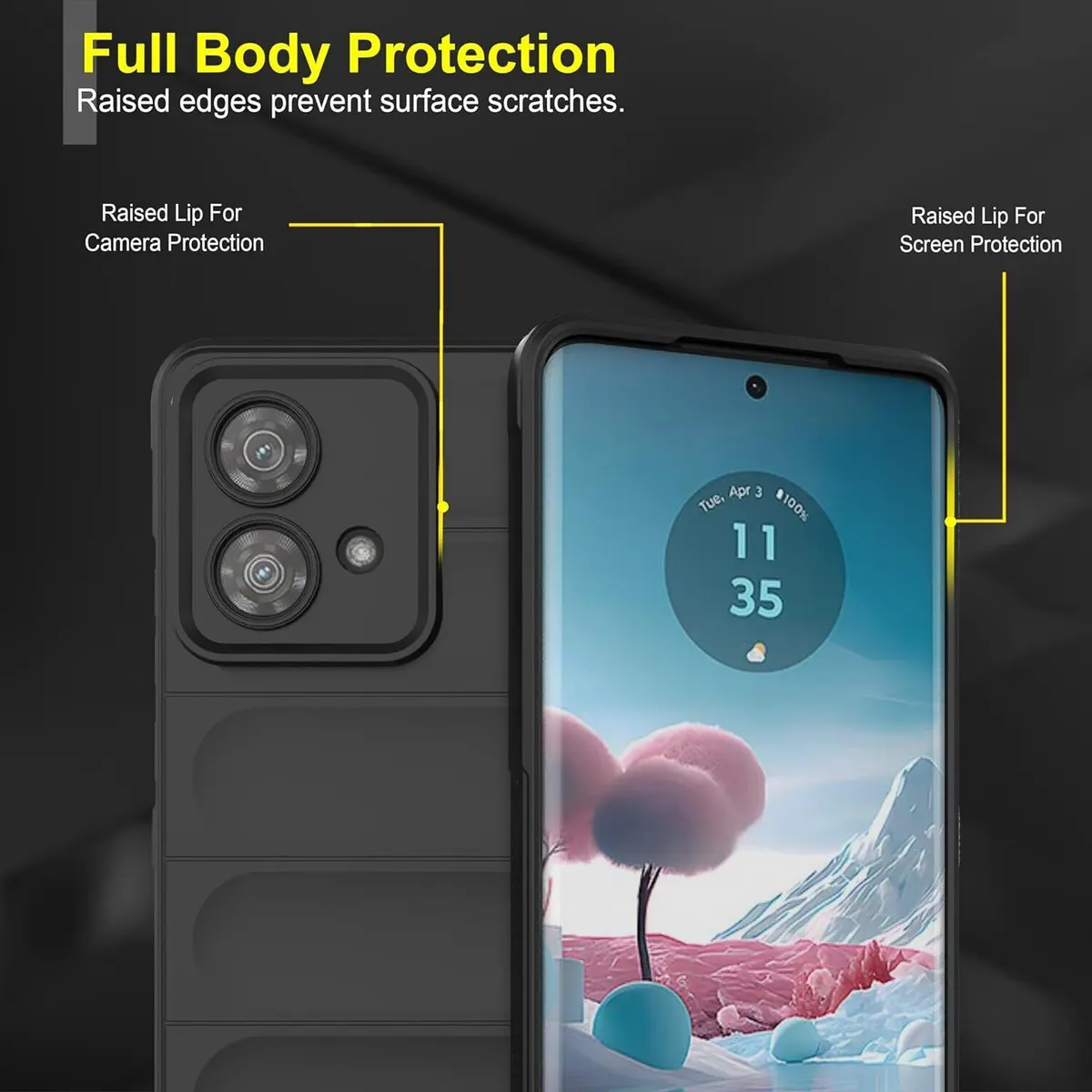Micvir Back Cover for MOTOROLA Edge 40 Neo (Black, 3D Case, Silicon, Pack of: 1) — image 2 of 5
