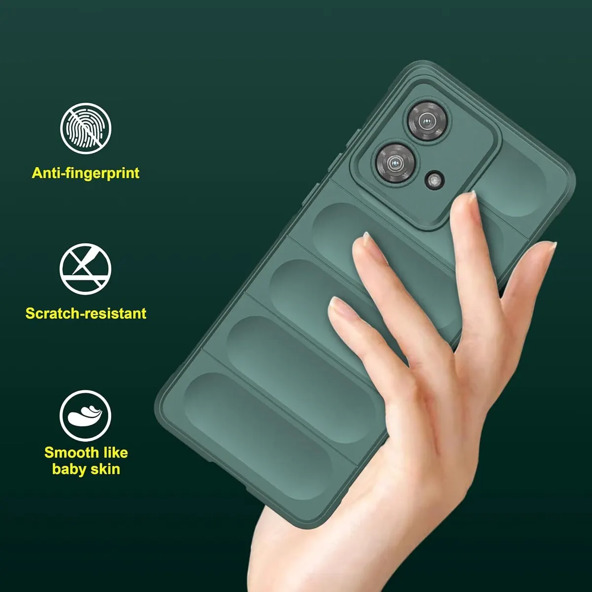 Micvir Back Cover for MOTOROLA Edge 40 Neo (Green, 3D Case, Silicon, Pack of: 1) — image 3 of 5