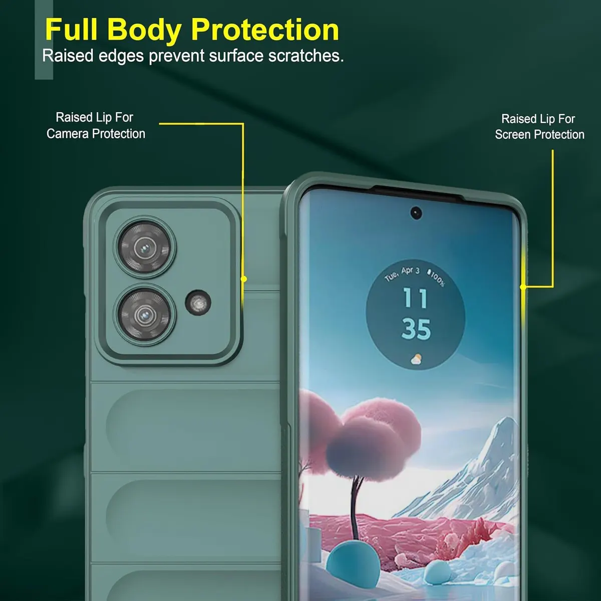 Micvir Back Cover for MOTOROLA Edge 40 Neo (Green, 3D Case, Silicon, Pack of: 1) — image 4 of 5