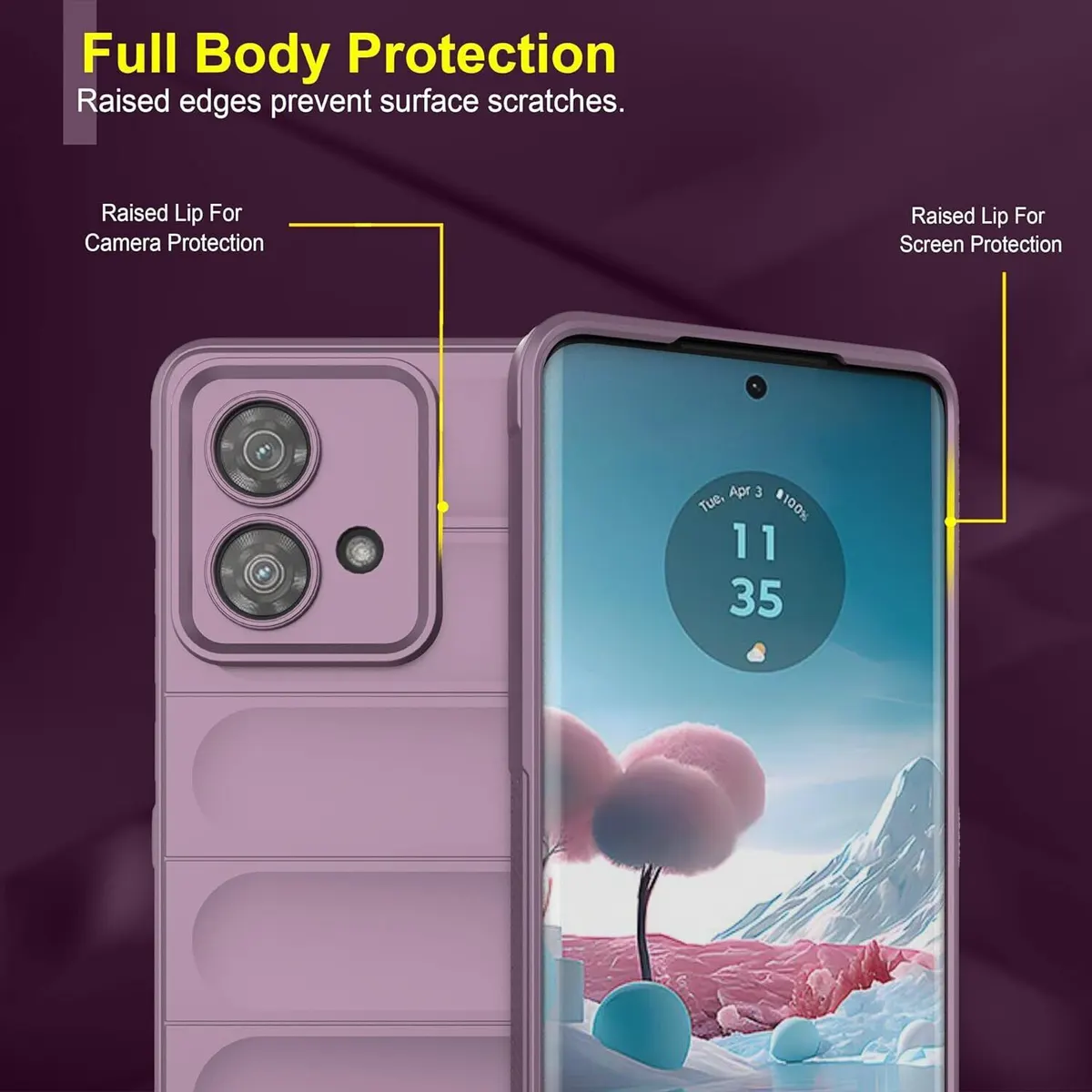 Micvir Back Cover for MOTOROLA Edge 40 Neo (Purple, 3D Case, Silicon, Pack of: 1) — image 4 of 5