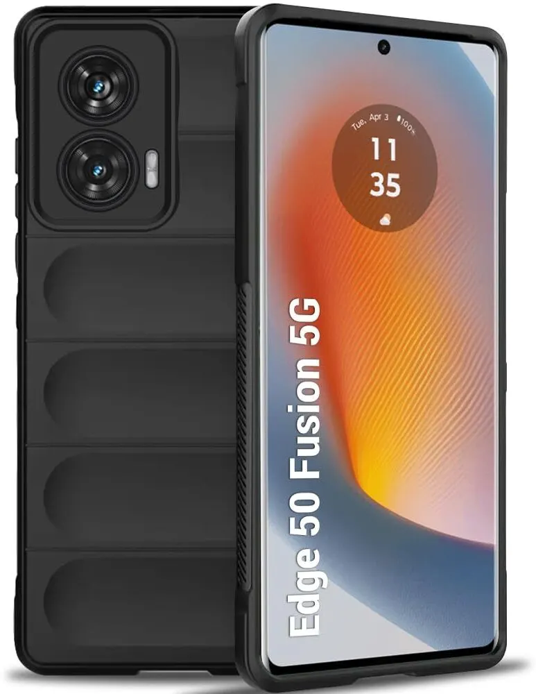 Micvir Back Cover for MOTOROLA Edge 50 Fusion (Black, 3D Case, Silicon, Pack of: 1)