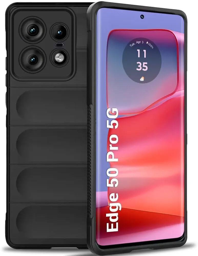 Micvir Back Cover for Motorola Edge 50 Pro 5G (Black, 3D Case, Silicon, Pack of: 1)