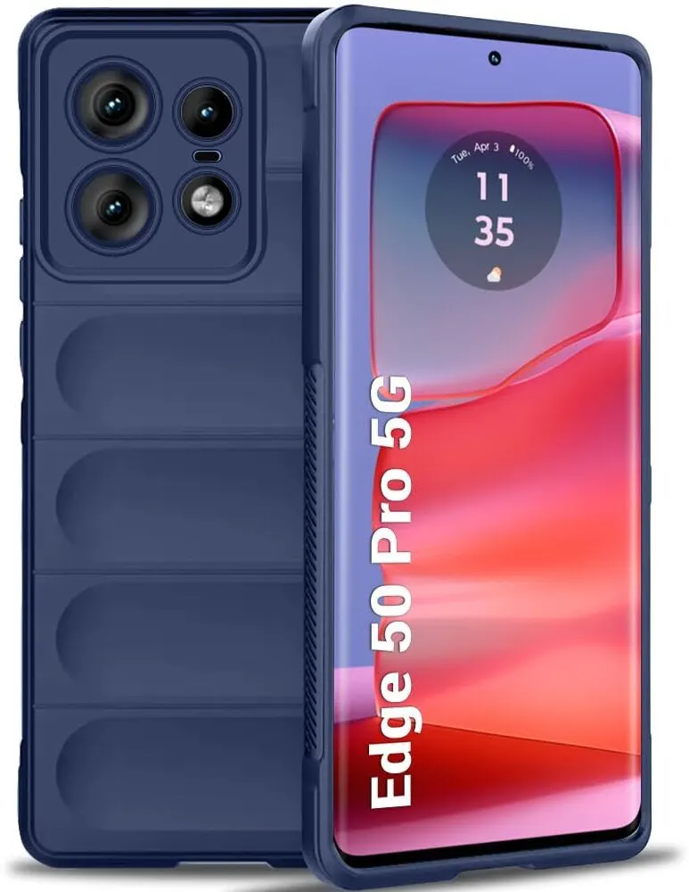 Micvir Back Cover for Motorola Edge 50 Pro 5G (Blue, 3D Case, Silicon, Pack of: 1)