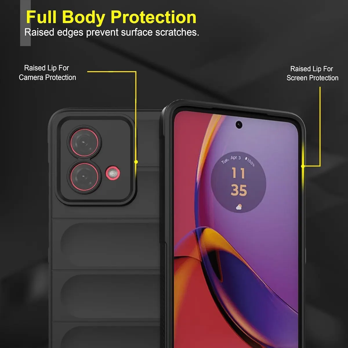 Micvir Back Cover for MOTOROLA G84 5G (Black, 3D Case, Silicon, Pack of: 1) — image 4 of 5