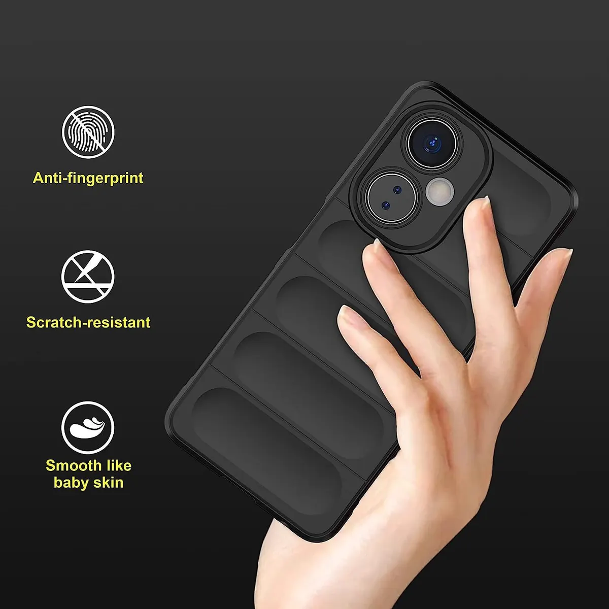 Micvir Back Cover for OnePlus Nord CE 3 Lite 5G (Black, 3D Case, Silicon, Pack of: 1) — image 3 of 5