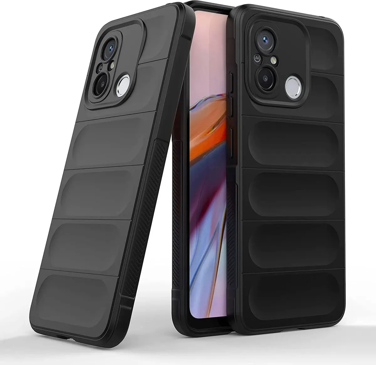 Micvir Back Cover for POCO C55 (Black, 3D Case, Silicon, Pack of: 1)