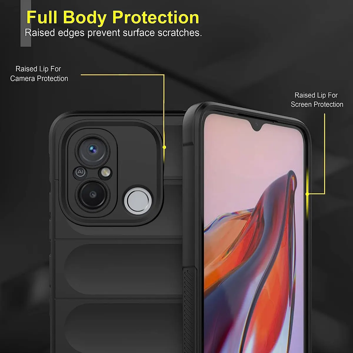Micvir Back Cover for POCO C55 (Black, 3D Case, Silicon, Pack of: 1) — image 2 of 5