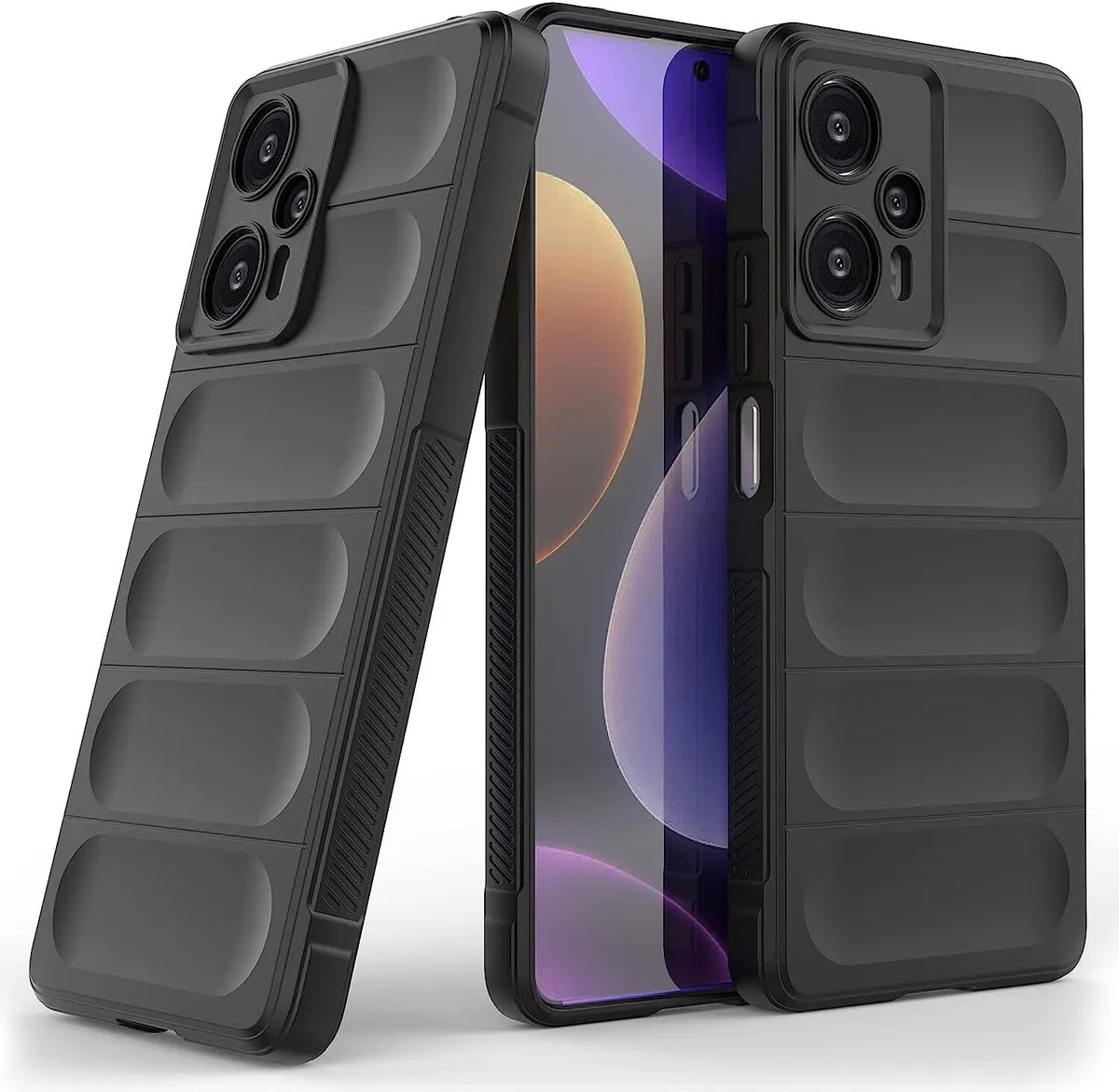 Micvir Back Cover for Poco F5 5G (Black, 3D Case, Silicon, Pack of: 1)