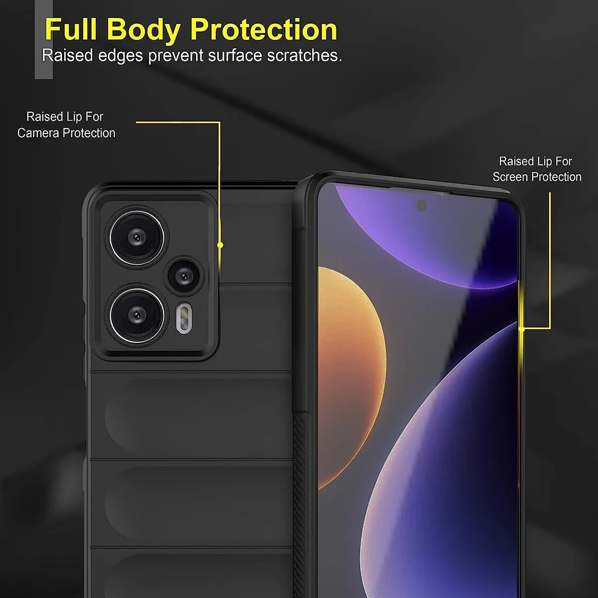 Micvir Back Cover for Poco F5 5G (Black, 3D Case, Silicon, Pack of: 1) — image 2 of 5